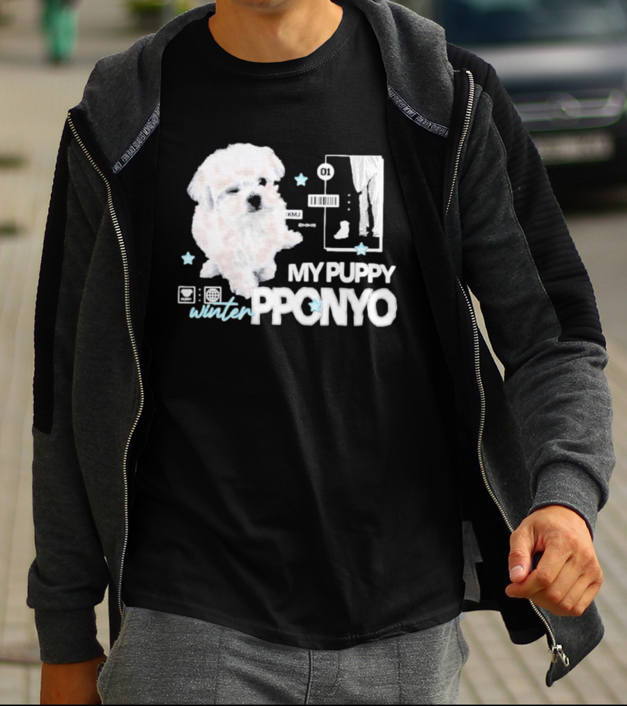 Winter Aespa My Puppy Pponyo KMJ Cute Dog T-Shirt