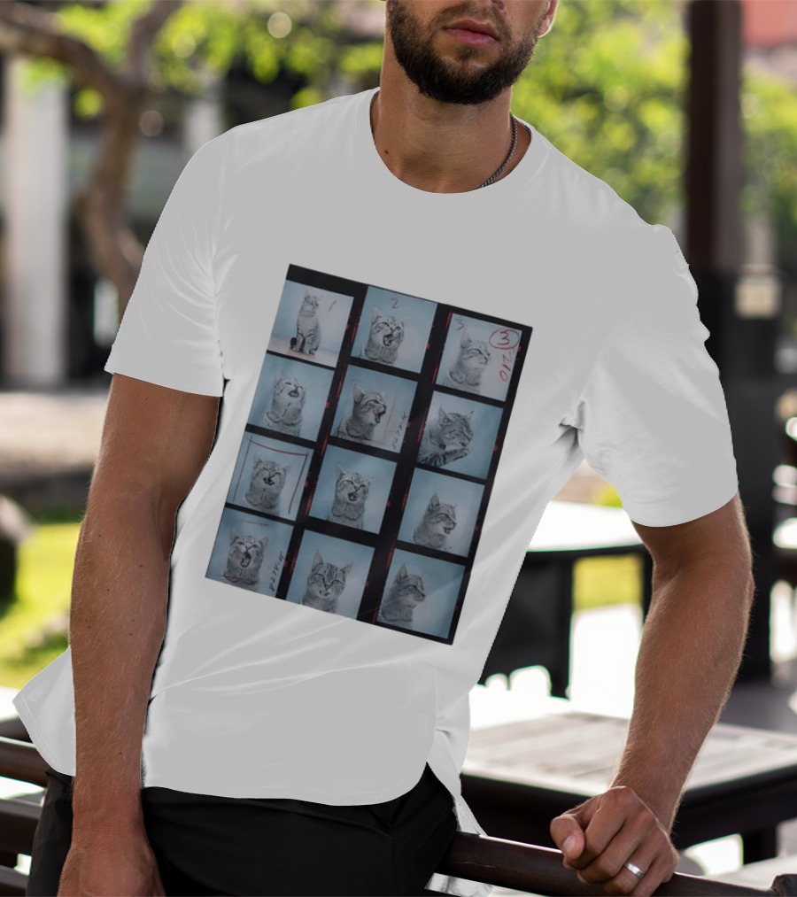 Tabby Cat Film Strip Series With Numbered Frames And Annotations T-Shirt