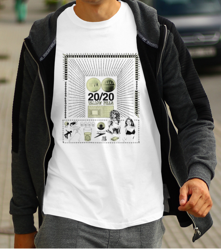 Teva 3526 20 20 Yellow Pills Speed RS Psychedelic T-Shirt