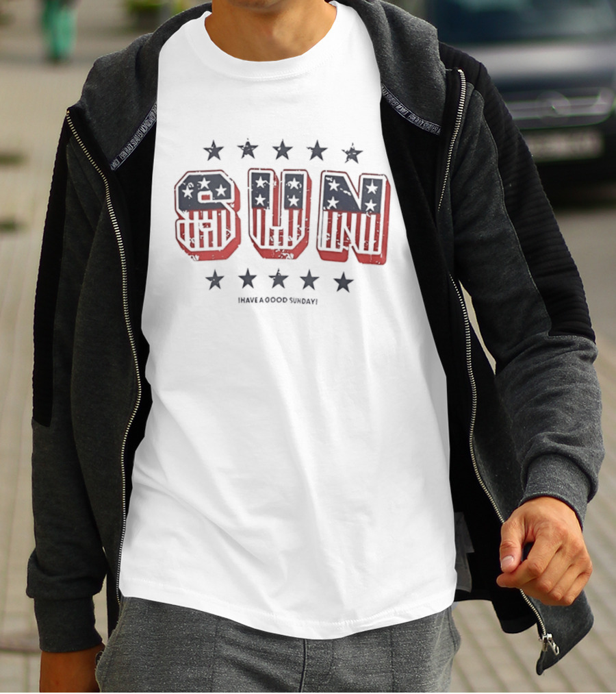 American Flag Sun Stars Vintage Have A Good Sunday T-Shirt