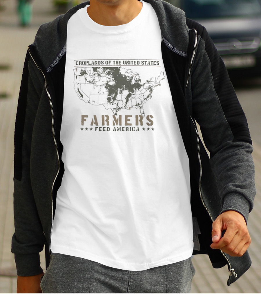 Farmers Feed America Croplands Of The United States Map T-Shirt