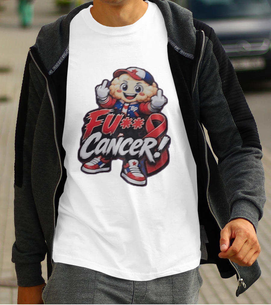 Fu Cancer BP Kid With Awareness Ribbon Support T-Shirt