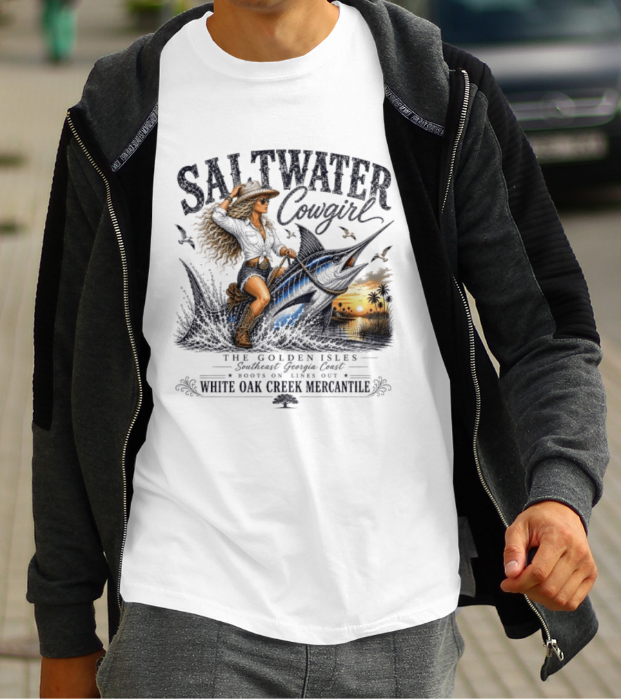 Saltwater Cowgirl The Golden Isles Southern Dream Coast White Oak Creek Mercantile T-Shirt