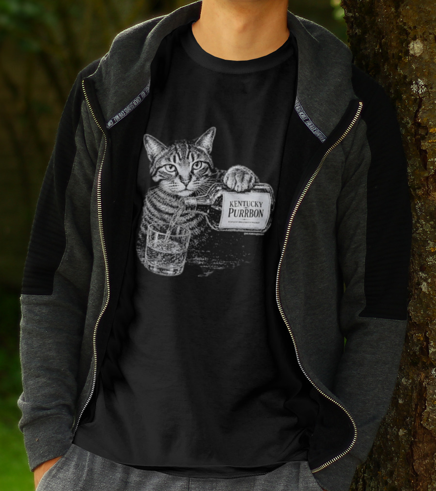 Kentucky Purrbon Cat Pouring Whiskey Bourbon T-Shirt