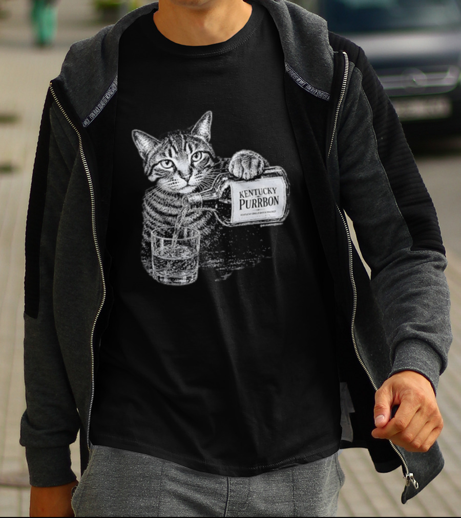 Kentucky Purrbon Cat Pouring Whiskey Bourbon T-Shirt