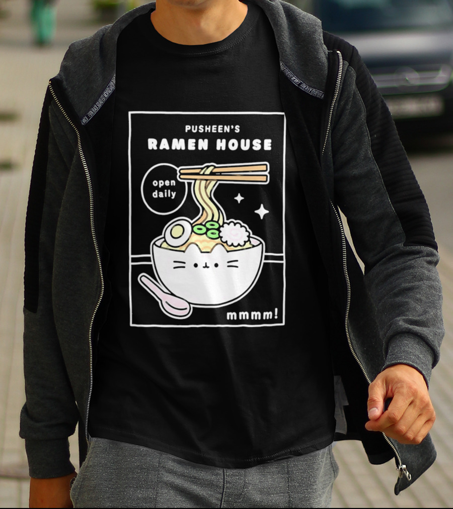 Pusheen's Ramen House Open Daily Noodles Kawaii Mmmm T-Shirt