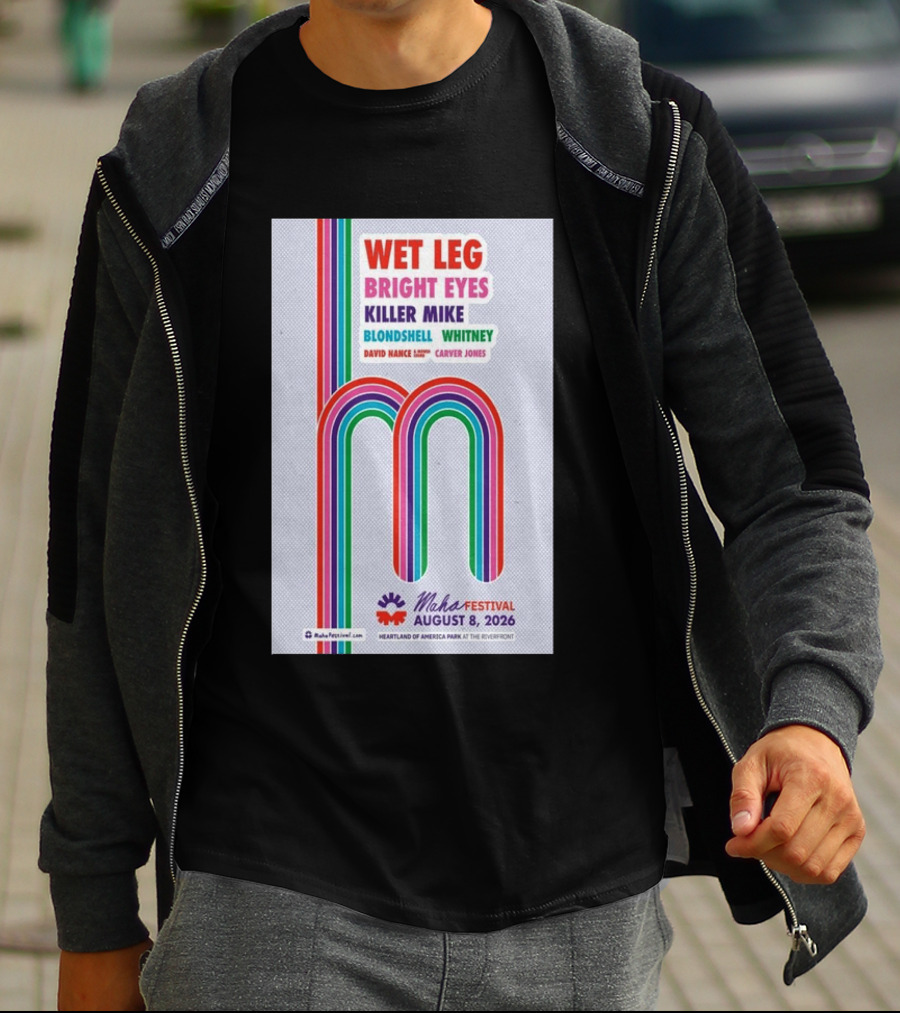 Wet Leg Bright Eyes Maha Festival Kansas City August 8 2026 Heartland Of America Park T-Shirt