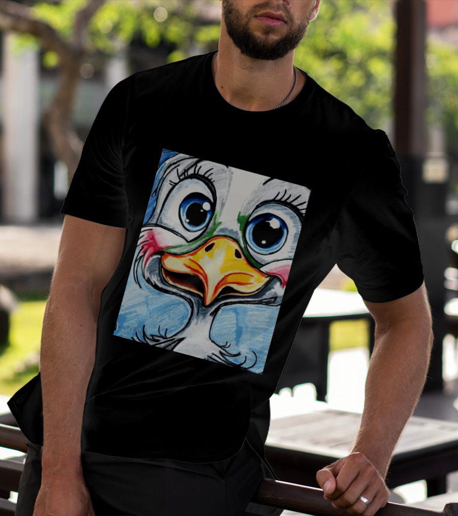Swoopy The Charming Seagull By Viktor With Big Blue Eyes And Colorful Beak T-Shirt