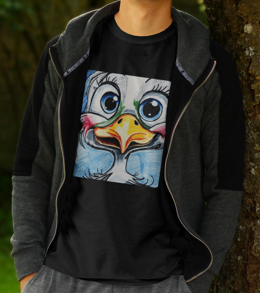 Swoopy The Charming Seagull By Viktor With Big Blue Eyes And Colorful Beak T-Shirt