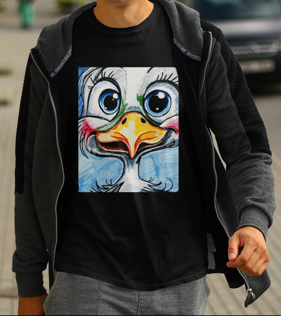 Swoopy The Charming Seagull By Viktor With Big Blue Eyes And Colorful Beak T-Shirt
