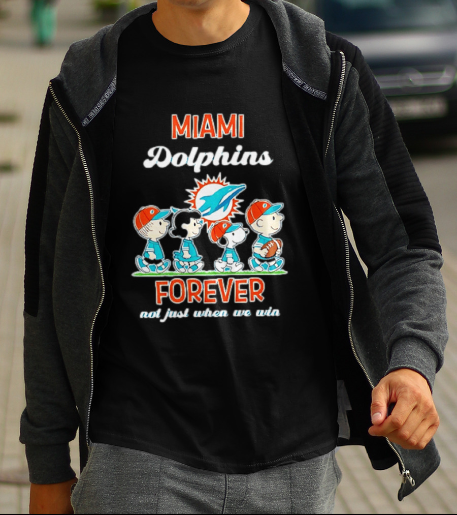 Miami Dolphins Peanuts Characters Forever Not Just When We Win T-Shirt