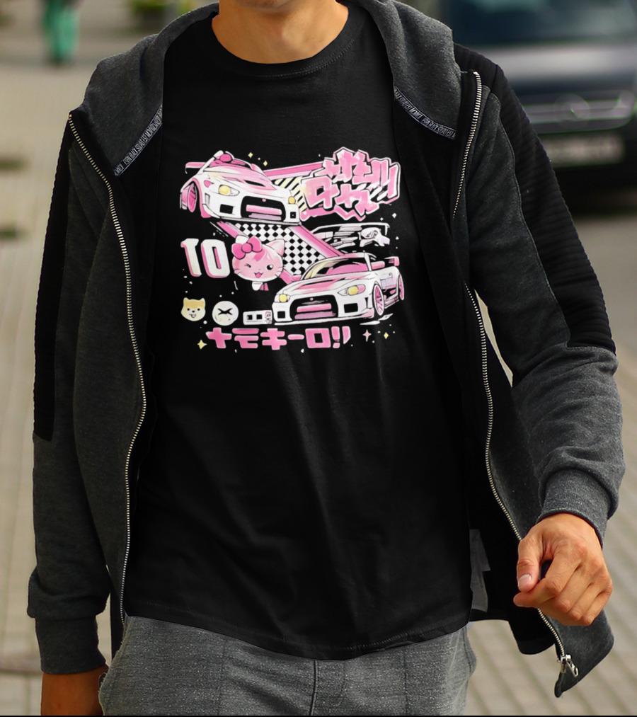 Hello Kitty Pink Racing Car Aesthetic JDM !! 10 Racing Cats T-Shirt