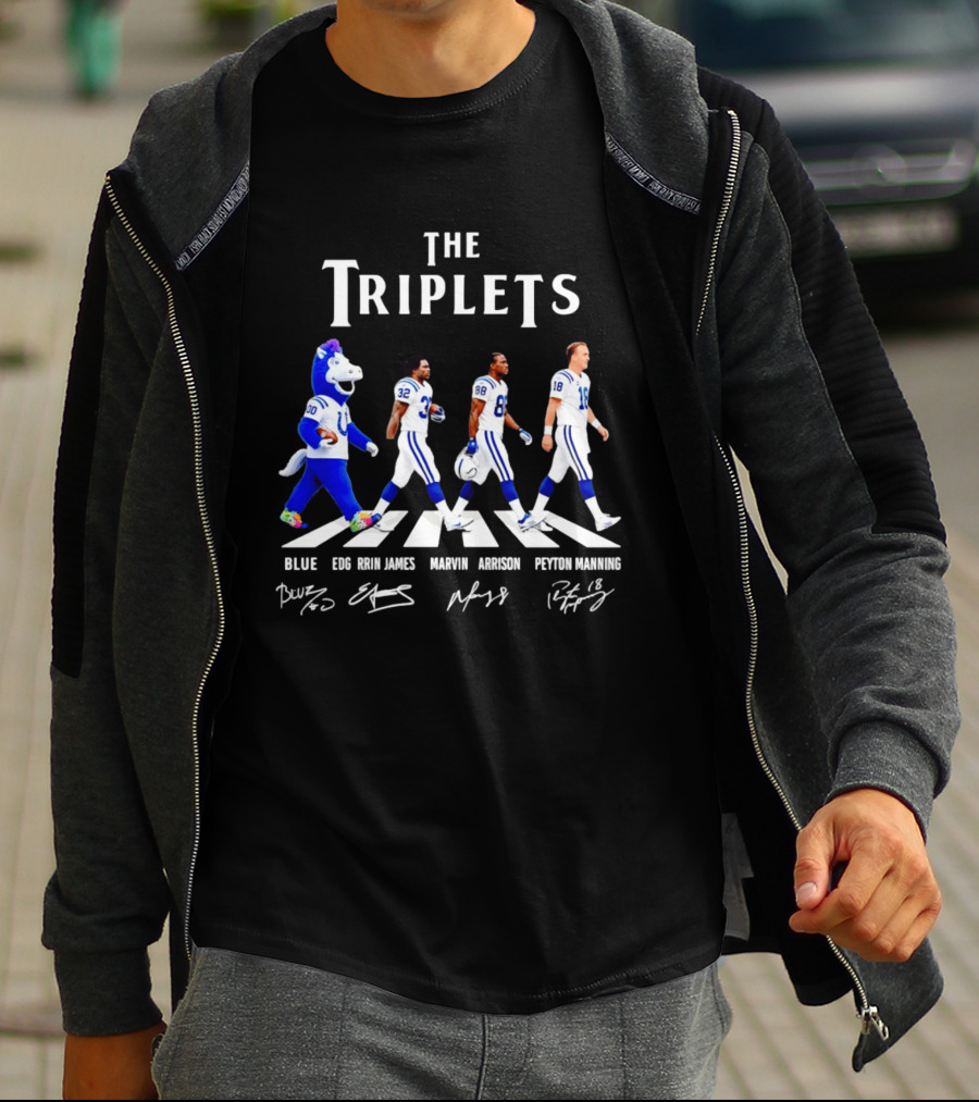 The Triplets Blue Edgerrin James Marvin Harrison Peyton Manning Indianapolis Colts T-Shirt