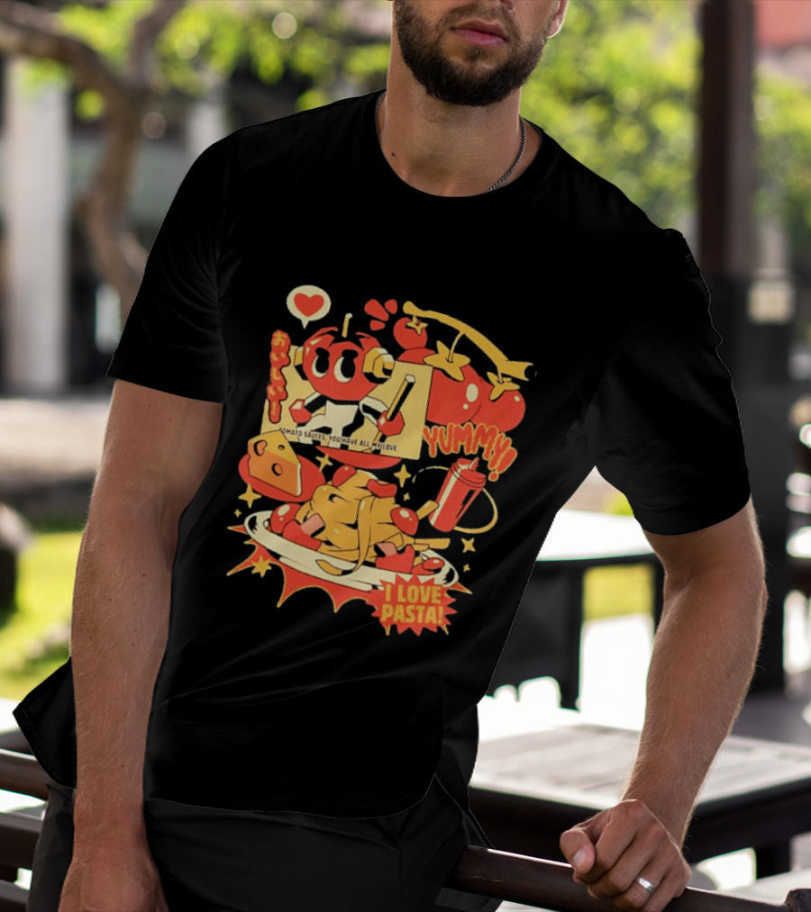 Tomato Sauces Yummy I Love Pasta With Cheese And Heart T-Shirt