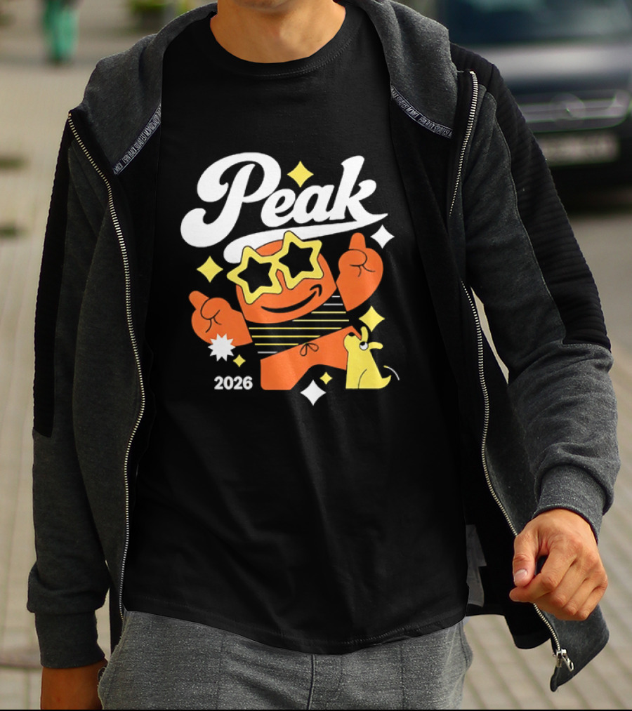 Peak 2026 Star Sunglasses Cartoon T-Shirt