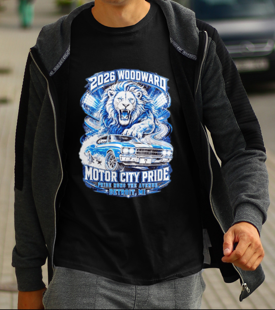 2026 Woodward Motor City Pride Lion And Classic Car Detroit MI Pride Runs The Avenue T-Shirt