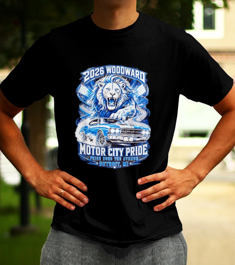 2026 Woodward Motor City Pride Lion And Classic Car Detroit MI Pride Runs The Avenue T-Shirt