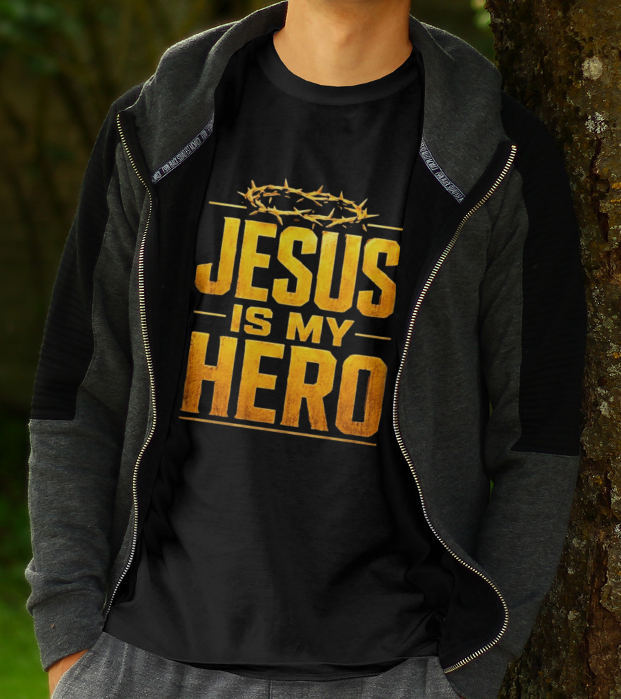 Jesus Is My Hero Crown Of Thorns Christian Faith T-Shirt