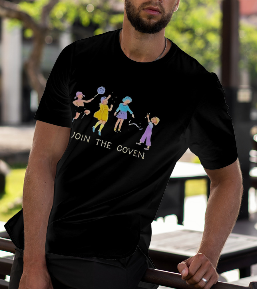 Join The Coven Witchcraft Magic Witches Kids Playful Scene T-Shirt