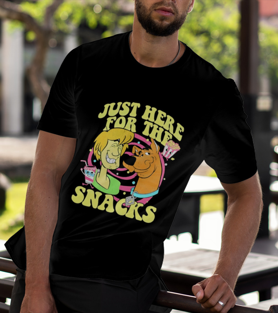 Scooby Doo Shaggy Just Here For The Snacks Popcorn Fun T-Shirt