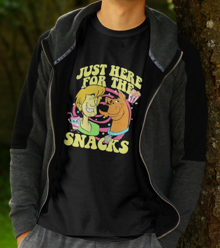 Scooby Doo Shaggy Just Here For The Snacks Popcorn Fun T-Shirt