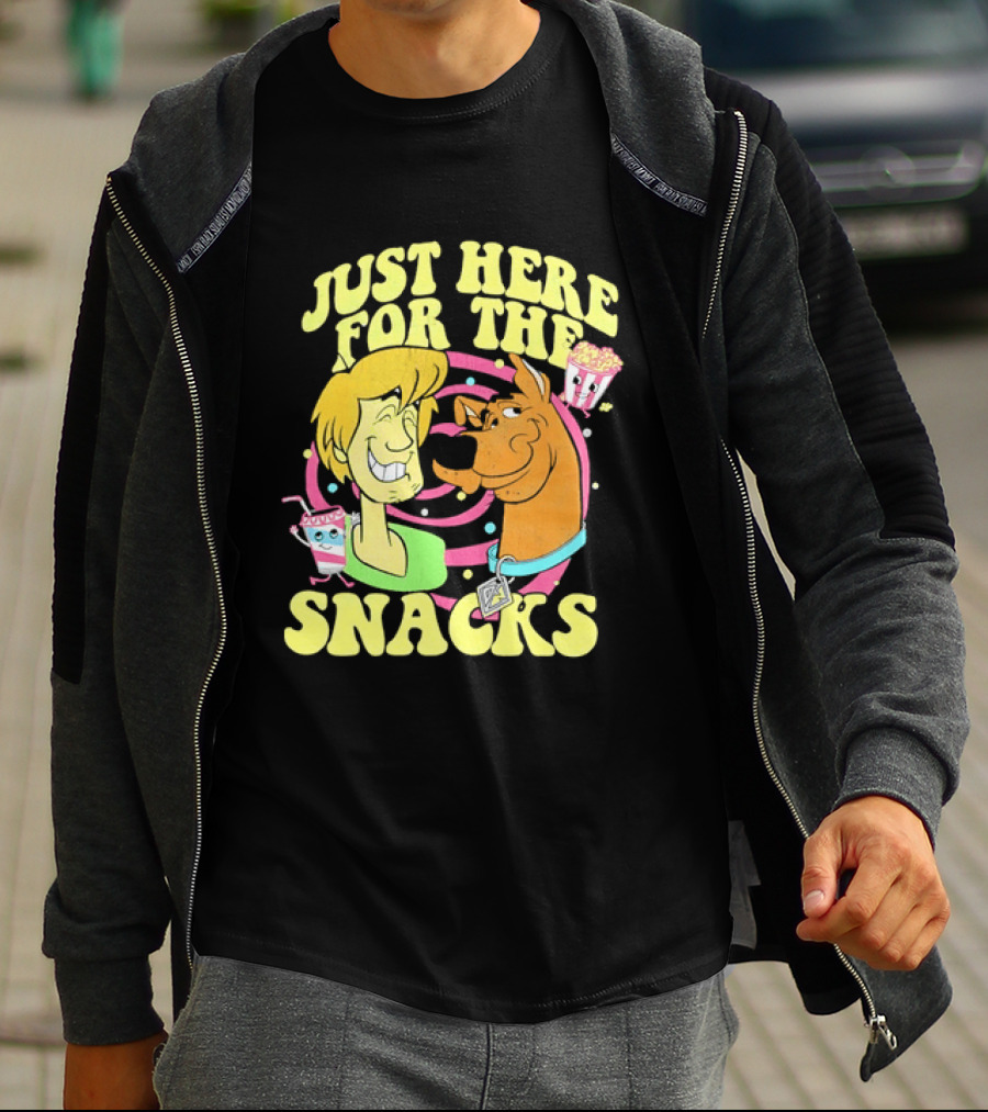 Scooby Doo Shaggy Just Here For The Snacks Popcorn Fun T-Shirt