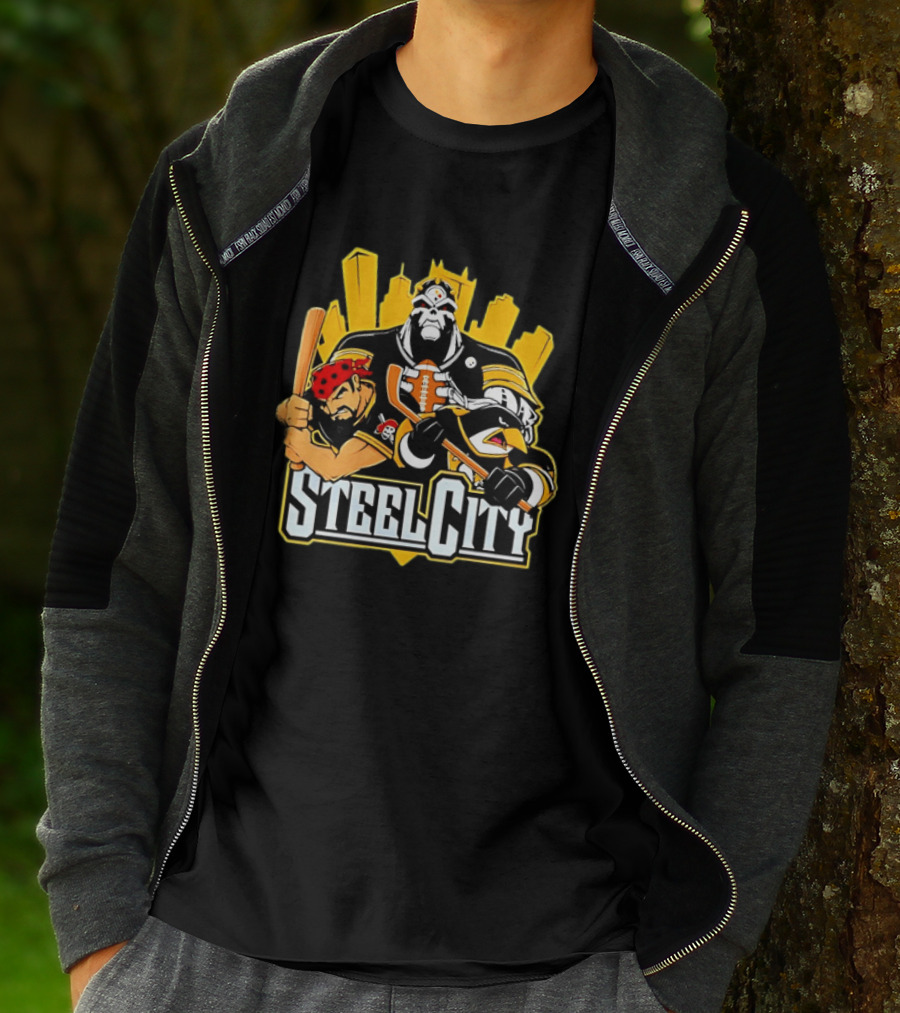 Steel City Pittsburgh Sports Teams Mascot Trio T-Shirt