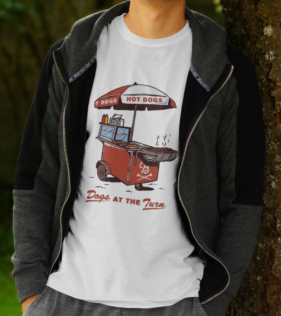 Dogs At The Turn Hot Dogs Cart With Tasty Grilled Food T-Shirt