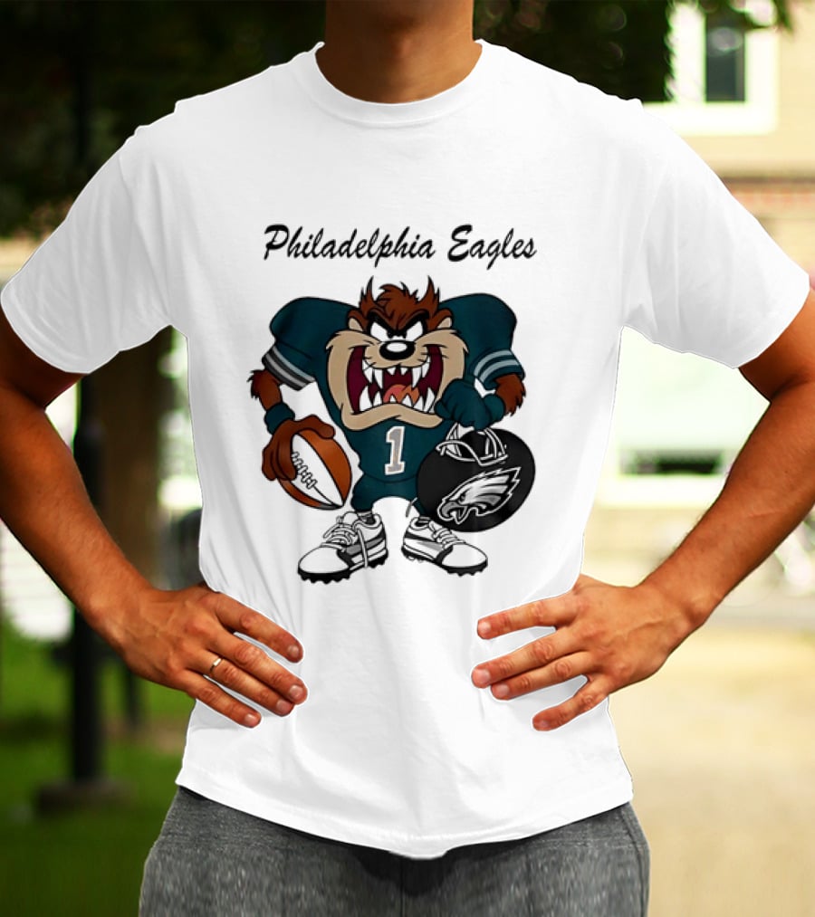 Philadelphia Eagles Taz Tasmanian Devil Football Player Cartoon T-Shirt