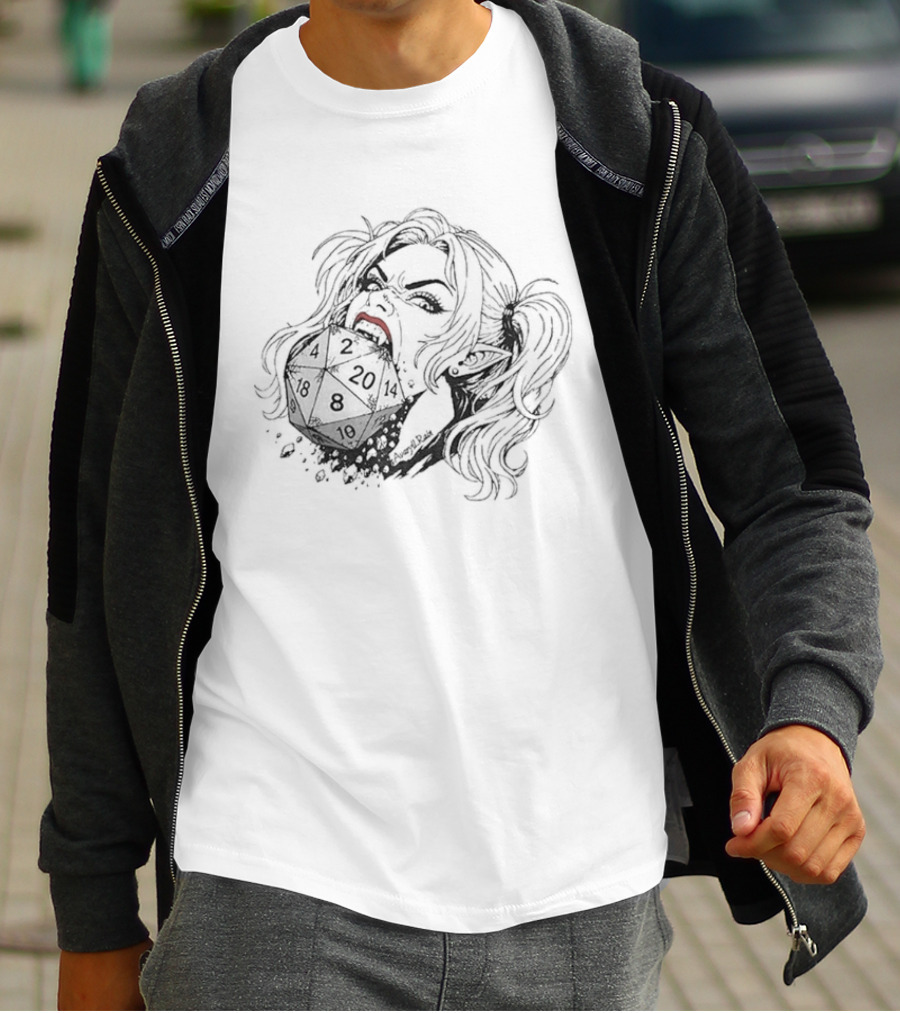 Samantha Eat Dice Dungeon Crawler Carl 2026 Gaming Fantasy Dice Roller T-Shirt