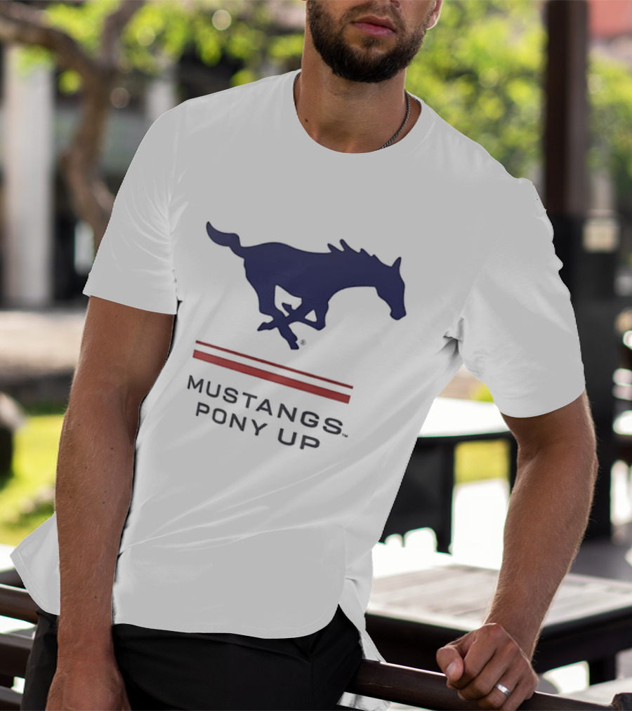 Southern Methodist University Mustangs Pony Up Text And Horse T-Shirt