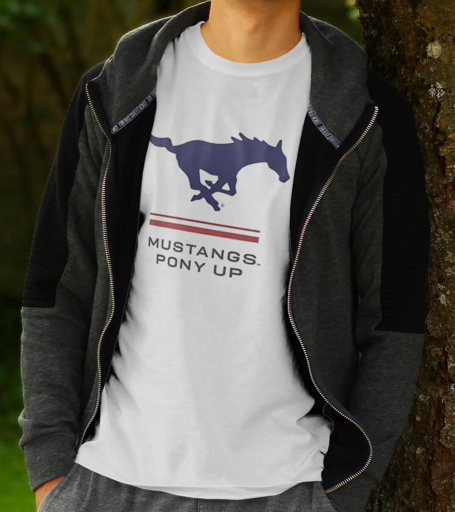 Southern Methodist University Mustangs Pony Up Text And Horse T-Shirt