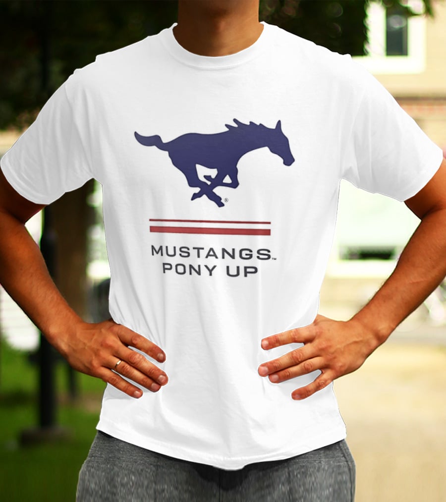 Southern Methodist University Mustangs Pony Up Text And Horse T-Shirt