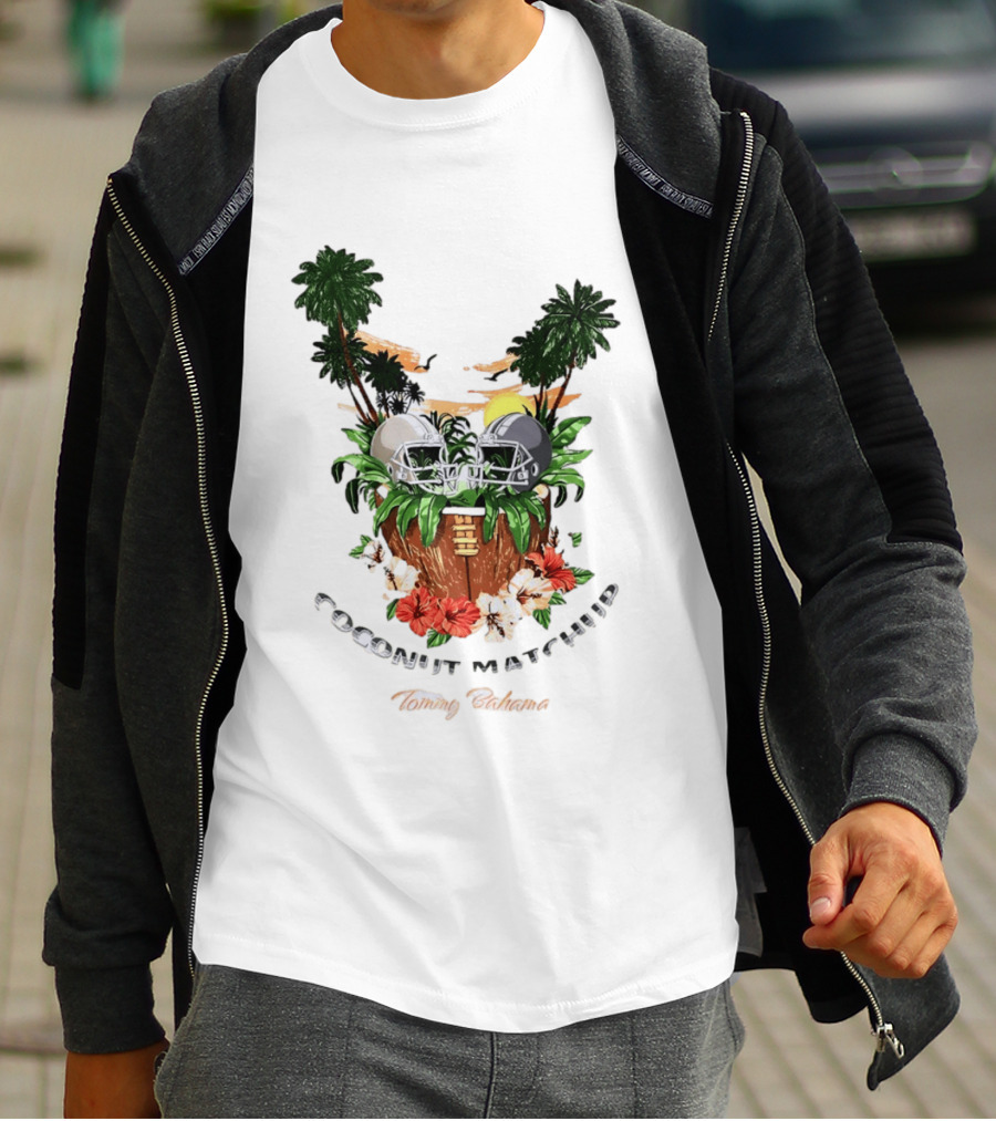 Tommy Bahama Coconut Matchup Football Tropical Palms Helmets Hibiscus T-Shirt