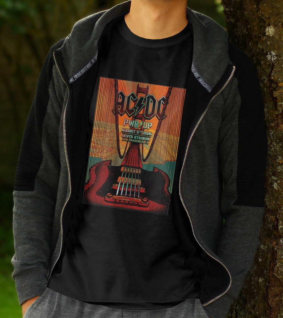 AC DC PWR UP August 5th 2026 Levi's Stadium San Francisco CA Golden Gate Bridge Guitar T-Shirt