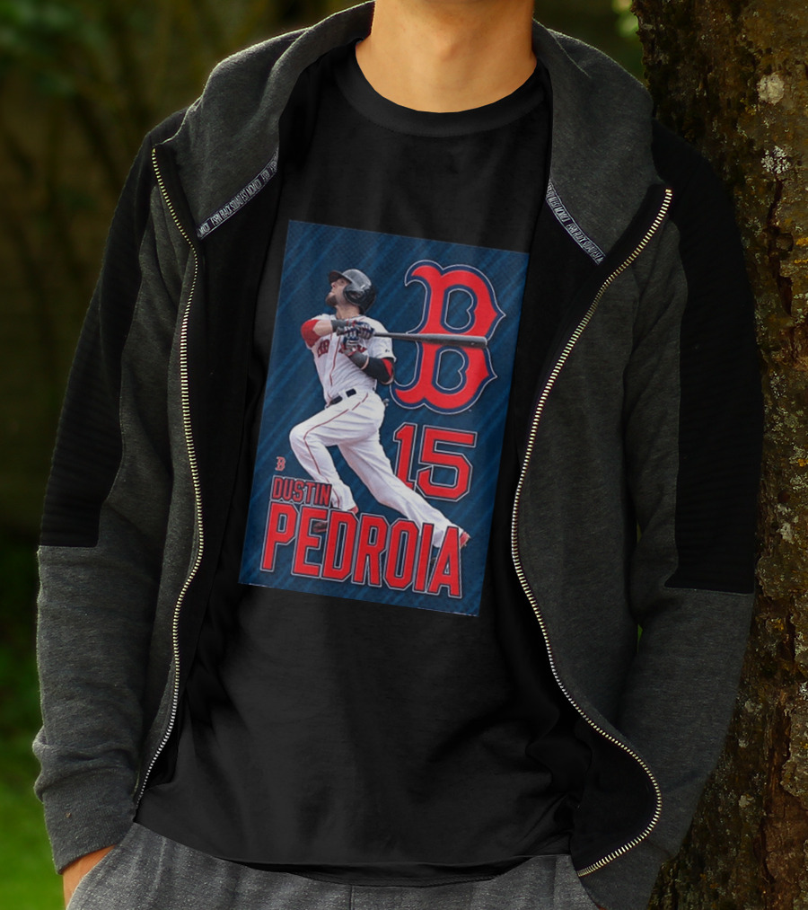 Dustin Pedroia Boston Red Sox 15 MLB Baseball Action T-Shirt