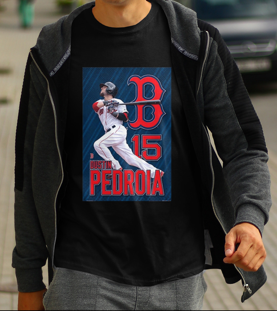 Dustin Pedroia Boston Red Sox 15 MLB Baseball Action T-Shirt