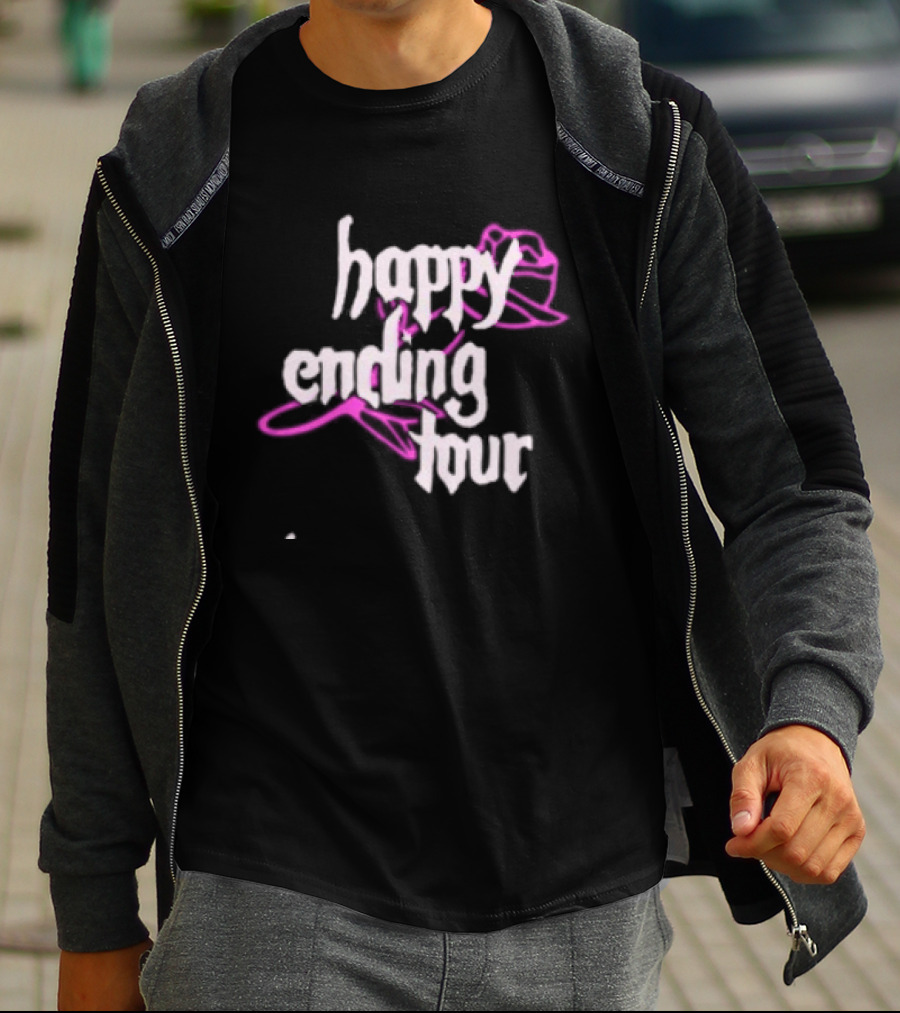 Bailey Rose Spinn Store Happy Ending Tour Trucker Hat Pink And White T-Shirt