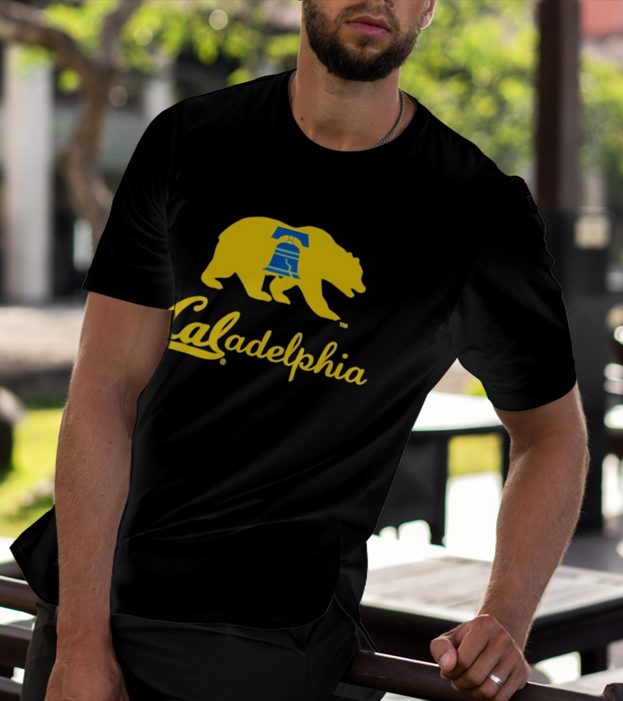 Caladelphia California Bear With Liberty Bell T-Shirt