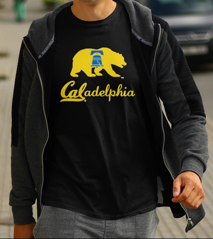 Caladelphia California Bear With Liberty Bell T-Shirt