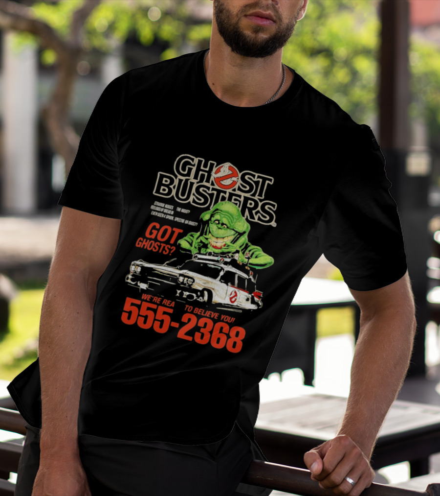 Ghostbusters Got Ghosts Ecto 1 Slimer We're Ready To Believe You 555 2368 T-Shirt