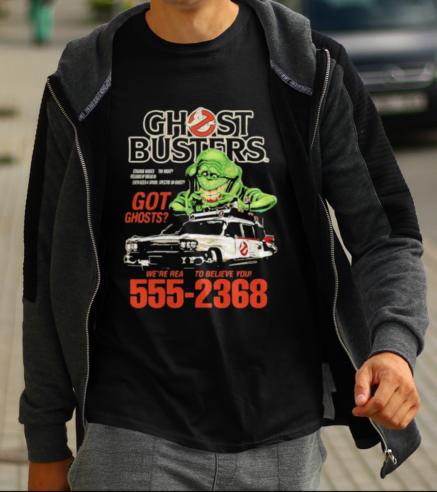 Ghostbusters Got Ghosts Ecto 1 Slimer We're Ready To Believe You 555 2368 T-Shirt
