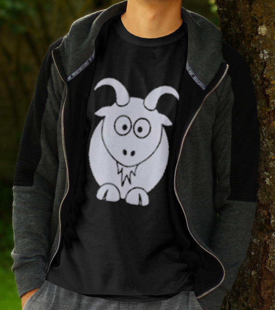 Cartoon Goat With Horns Cute Animal T-Shirt