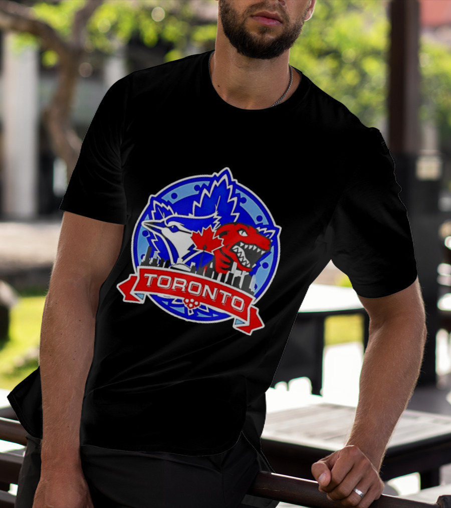 Toronto Raptors Blue Jays City Skyline Canada Leaf T-Shirt