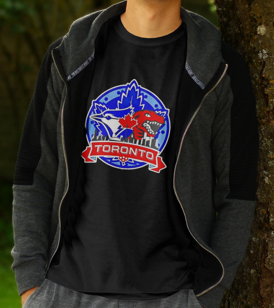 Toronto Raptors Blue Jays City Skyline Canada Leaf T-Shirt