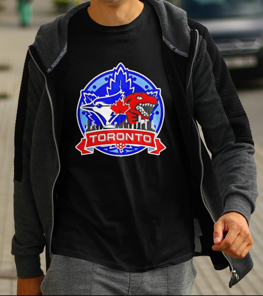Toronto Raptors Blue Jays City Skyline Canada Leaf T-Shirt