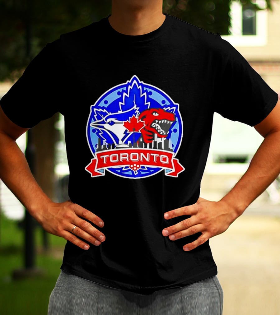 Toronto Raptors Blue Jays City Skyline Canada Leaf T-Shirt