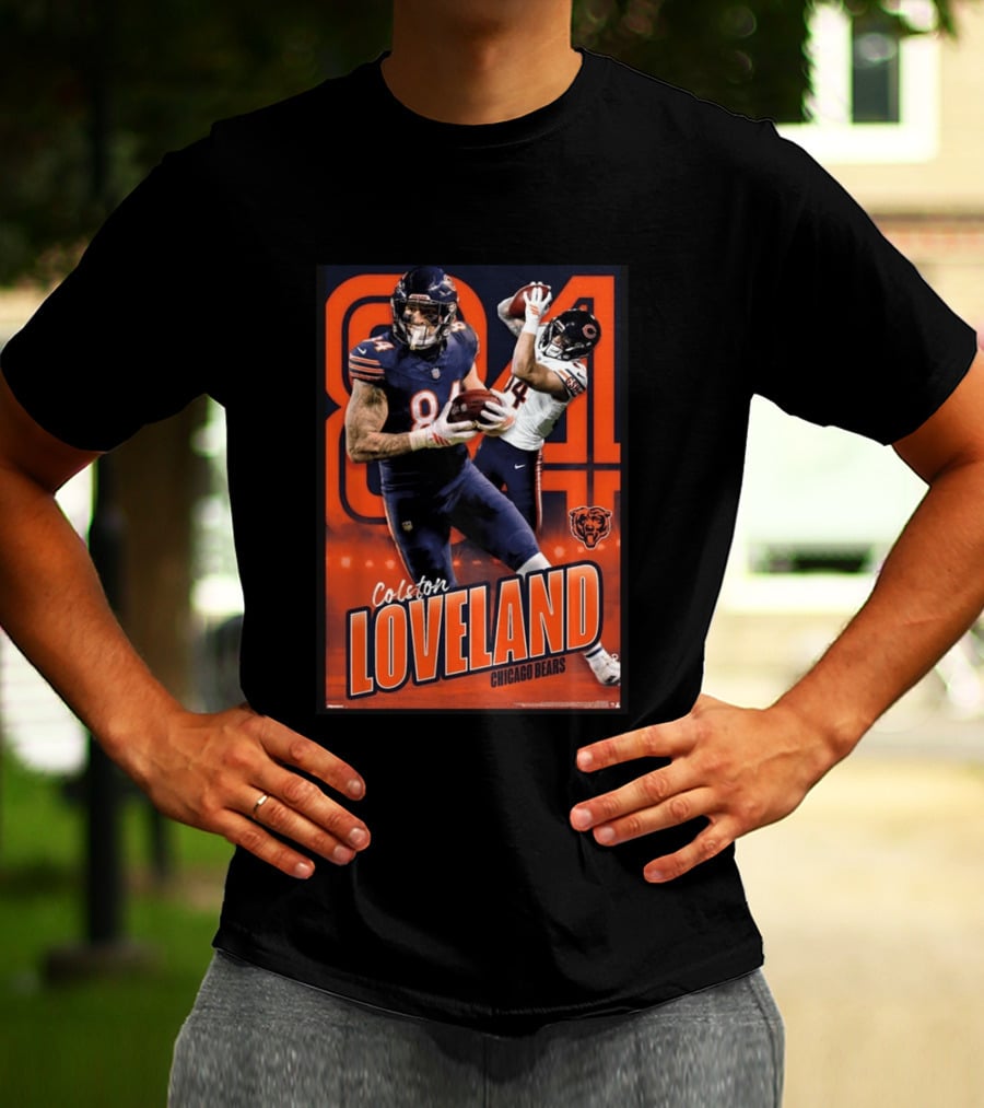 Colston Loveland 84 Chicago Bears Football Action T-Shirt