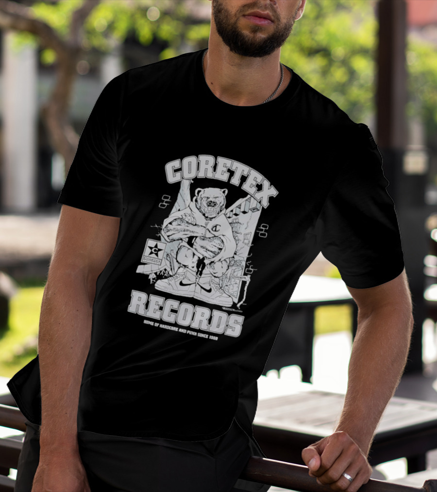 Coretex Records Home Of Hardcore And Punk Bear Illustration Since 1988 T-Shirt