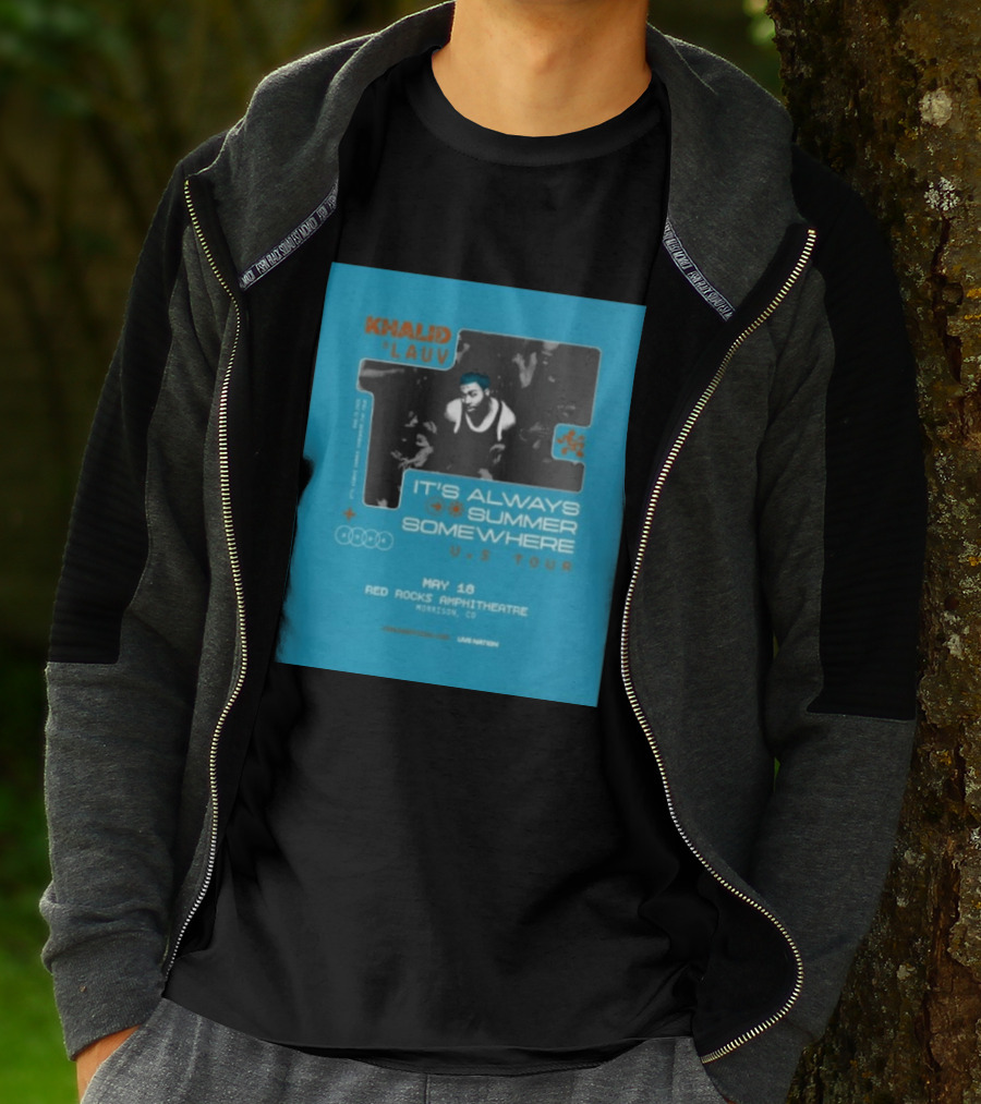 Khalid Lauv It's Always Summer Somewhere US Tour 2026 May 18 Red Rocks Amphitheatre Morrison CO Live Nation T-Shirt